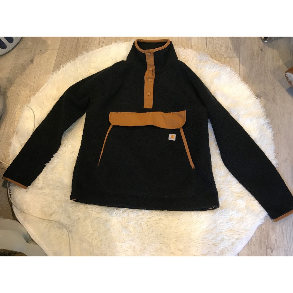 Carhartt Women Black Sherpa Fleece Pullover Snap Mock Neck OJ4991-W Medium